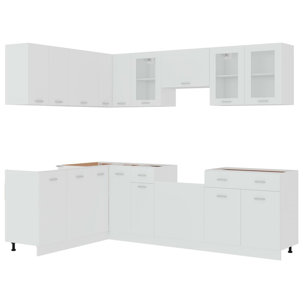 11 Piece Kitchen Cabinet Set White Engineered Wood