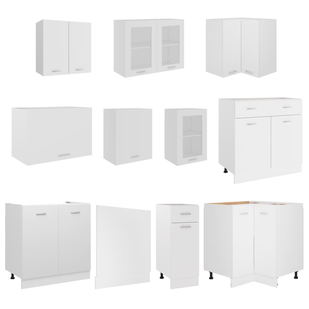 11 Piece Kitchen Cabinet Set White Engineered Wood