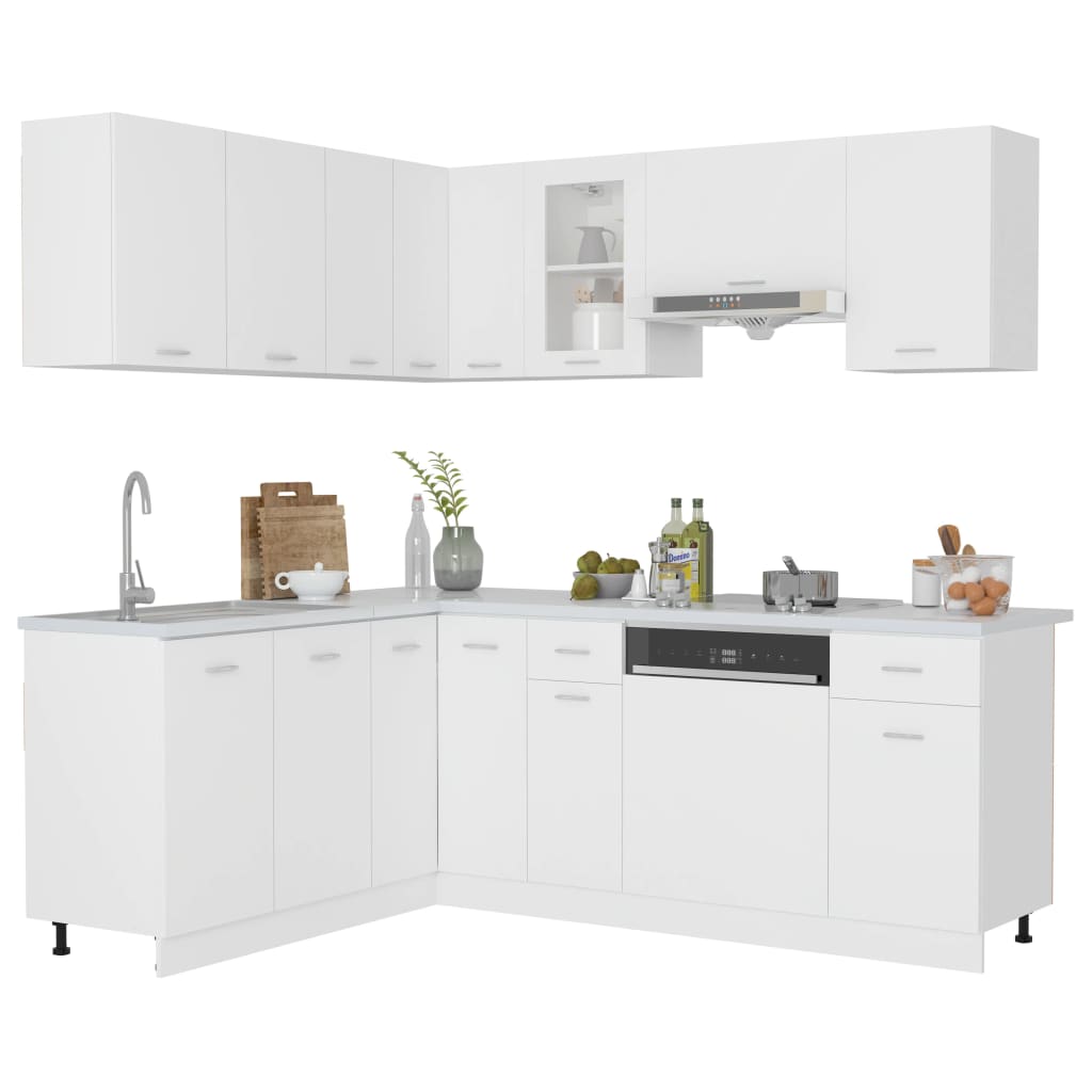 11 Piece Kitchen Cabinet Set White Engineered Wood