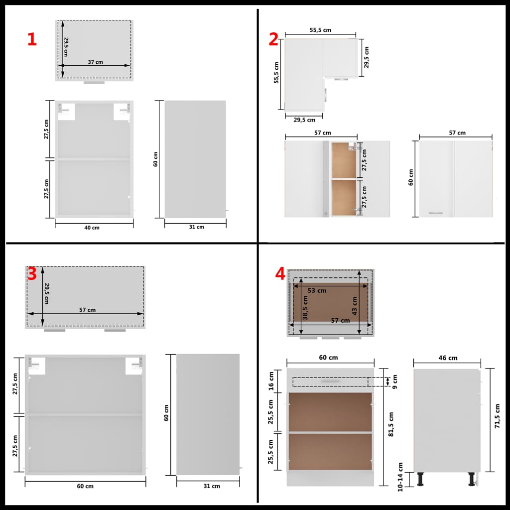 11 Piece Kitchen Cabinet Set White Engineered Wood