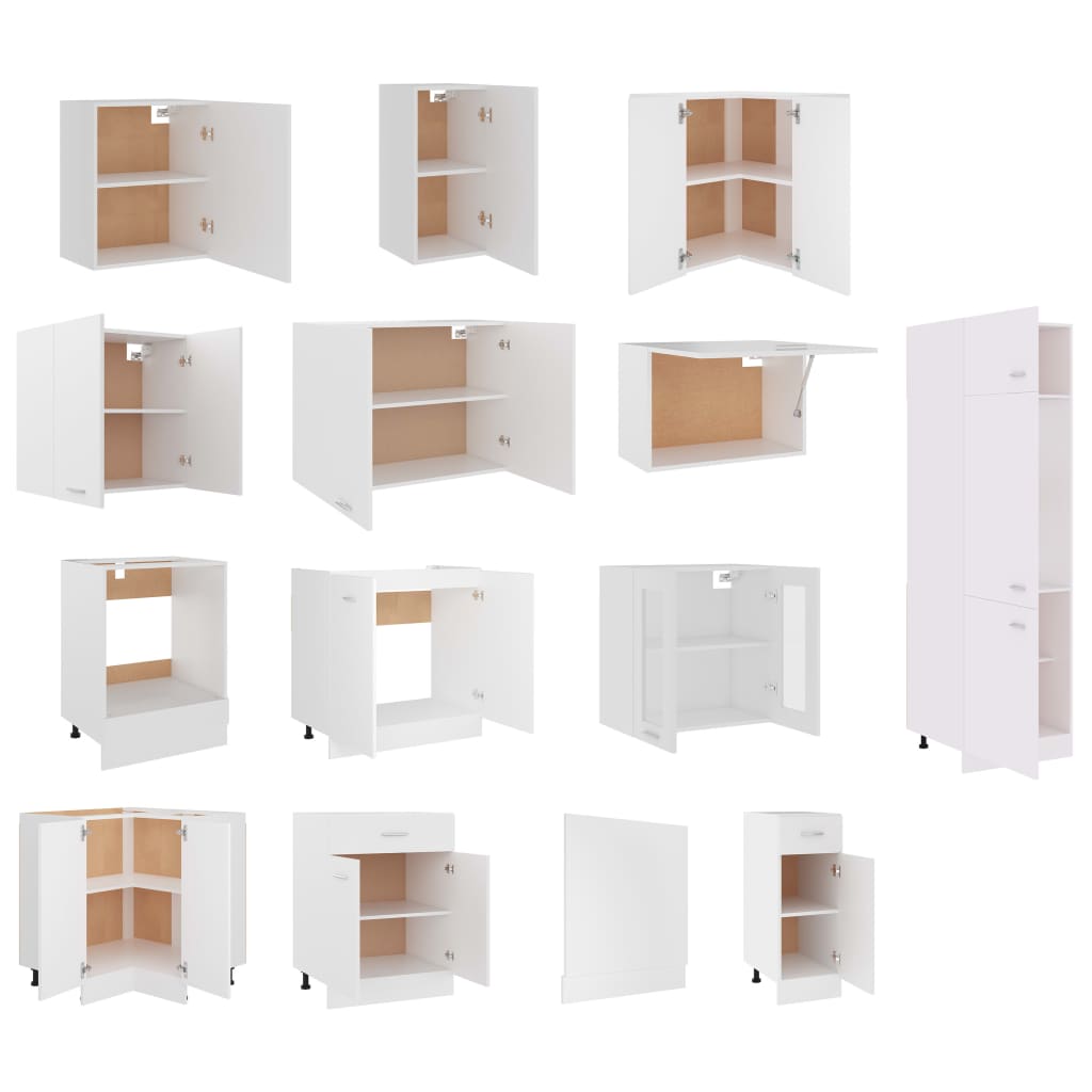 14 Piece Kitchen Cabinet Set White Engineered Wood