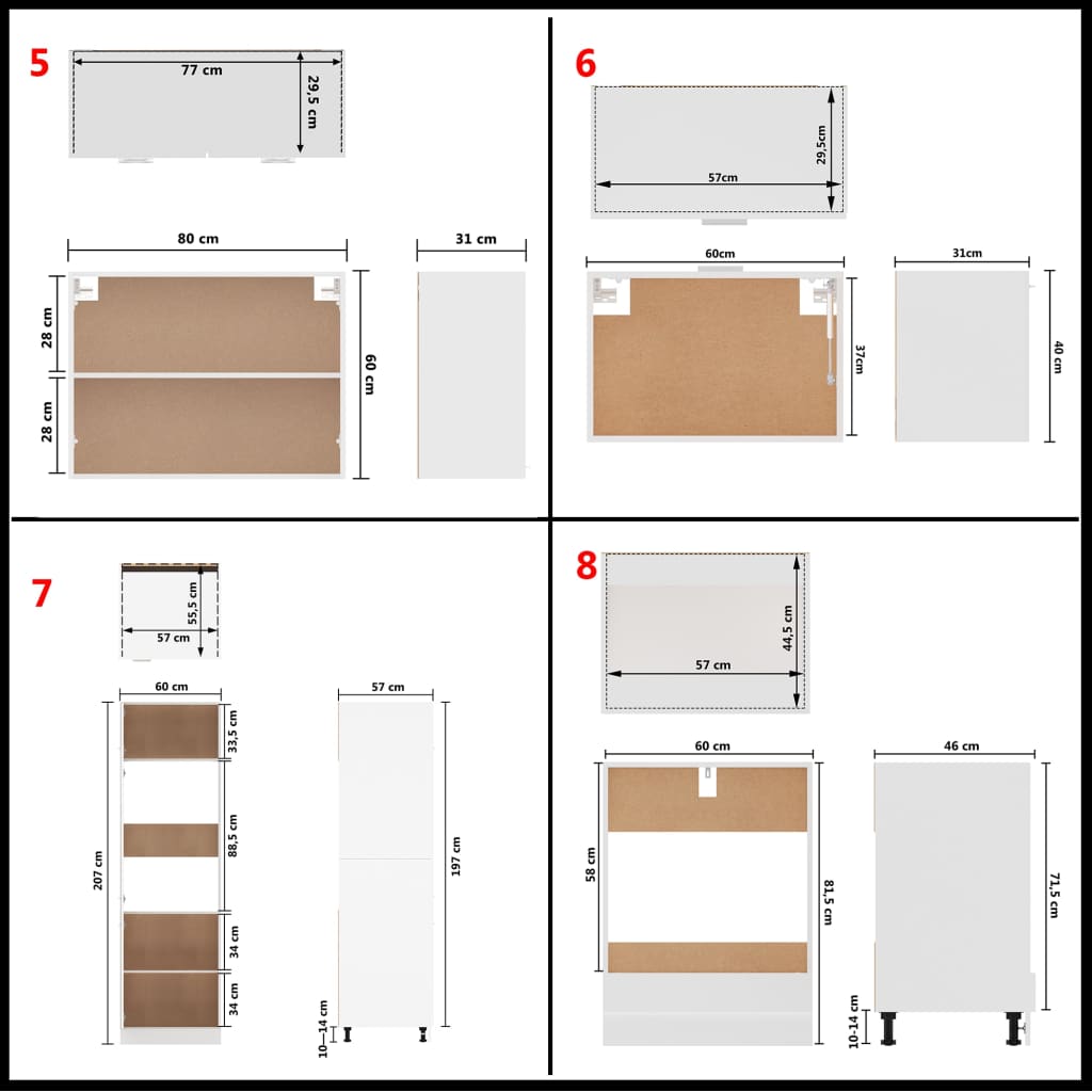 14 Piece Kitchen Cabinet Set White Engineered Wood