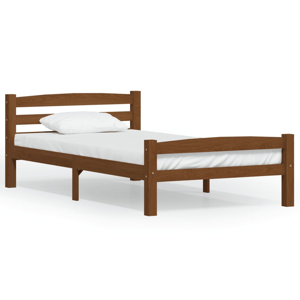 Bed Frame without Mattress Honey Brown Solid Pinewood 100x200 cm