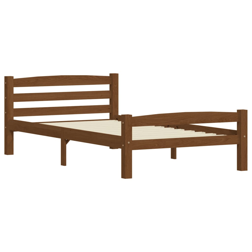 Bed Frame without Mattress Honey Brown Solid Pinewood 100x200 cm