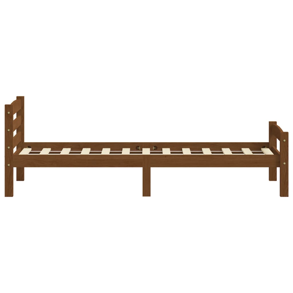 Bed Frame without Mattress Honey Brown Solid Pinewood 100x200 cm