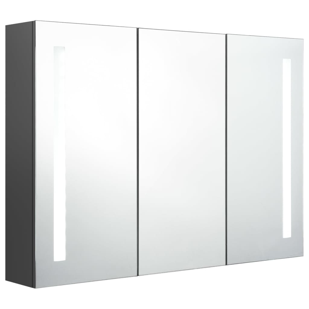 LED Bathroom Mirror Cabinet 89x14x62 cm Grey