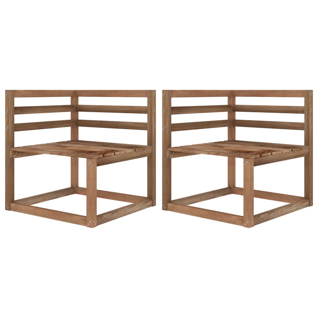 Garden Pallet Corner Sofas 2 pcs Brown Impregnated Pinewood