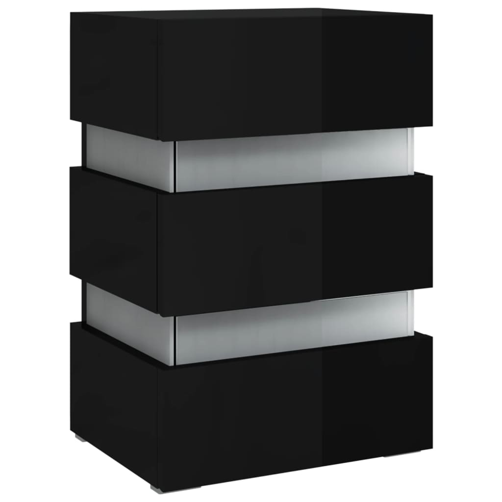 LED Bedside Cabinet High Gloss Black 45x35x67 cm Engineered Wood