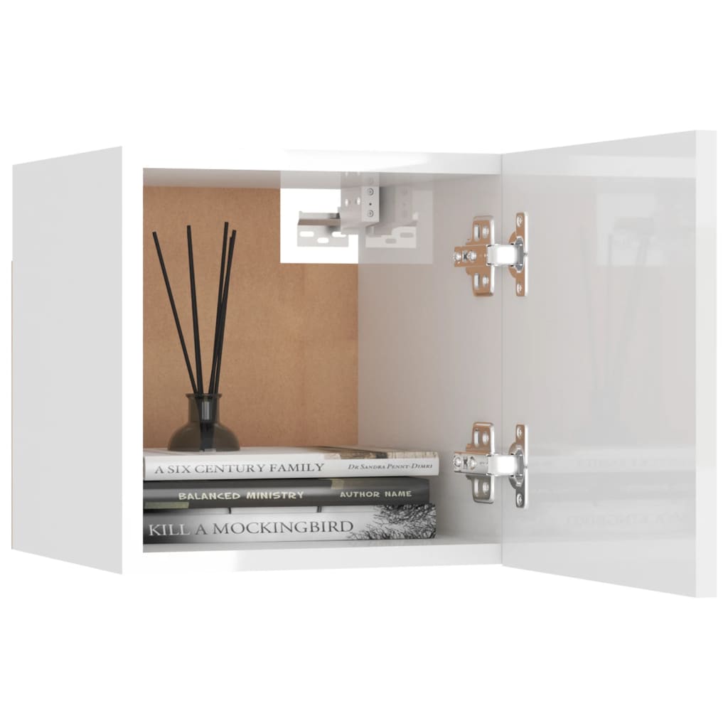 Wall Mounted TV Cabinet High Gloss White 30.5x30x30 cm