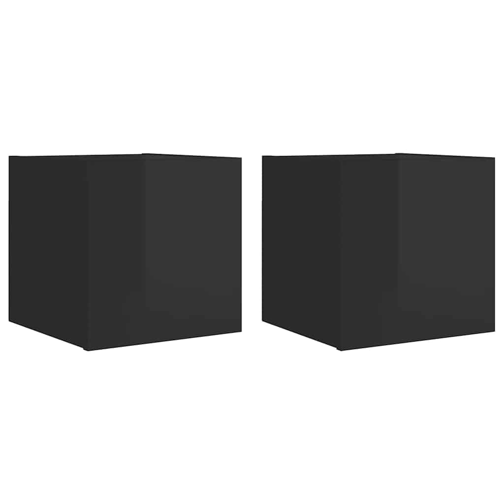 Wall Mounted TV Cabinets 2 pcs High Gloss Black 30.5x30x30 cm