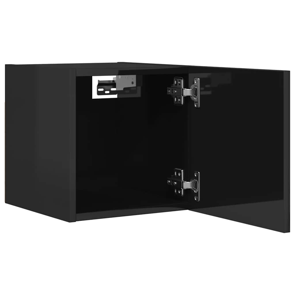 Wall Mounted TV Cabinets 2 pcs High Gloss Black 30.5x30x30 cm