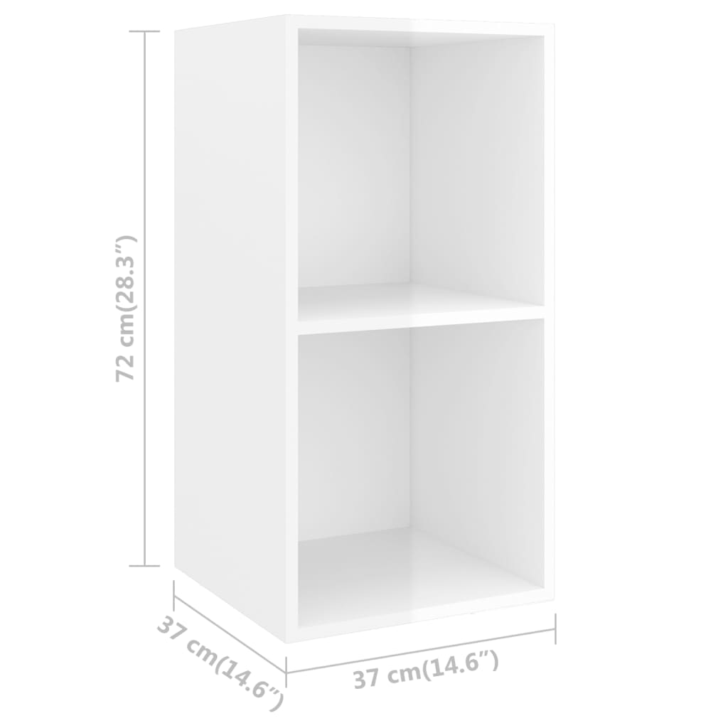 Wall-mounted TV Cabinet High Gloss White 37x37x72 cm Engineered Wood