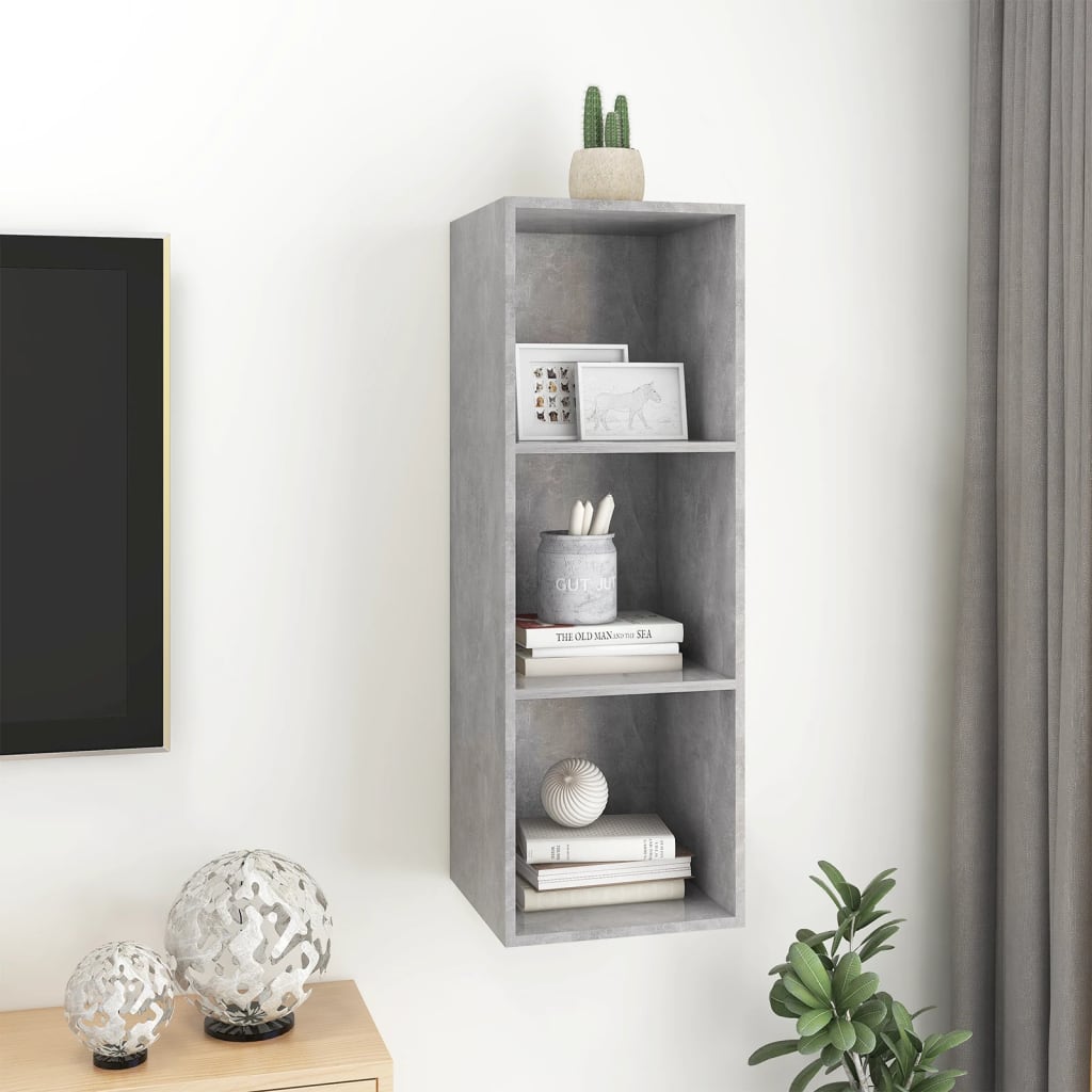 Wall-mounted TV Cabinet Concrete Grey 37x37x107 cm Engineered Wood