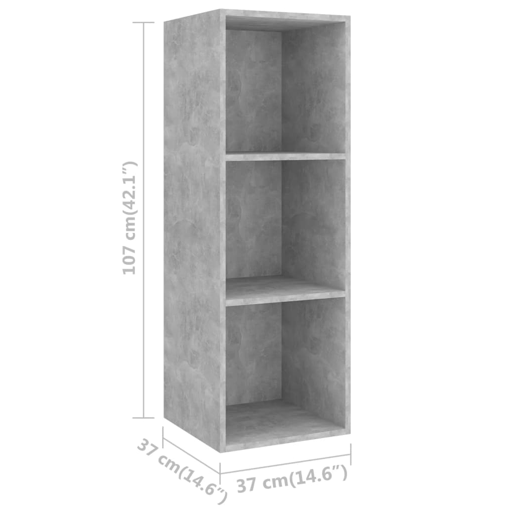 Wall-mounted TV Cabinet Concrete Grey 37x37x107 cm Engineered Wood