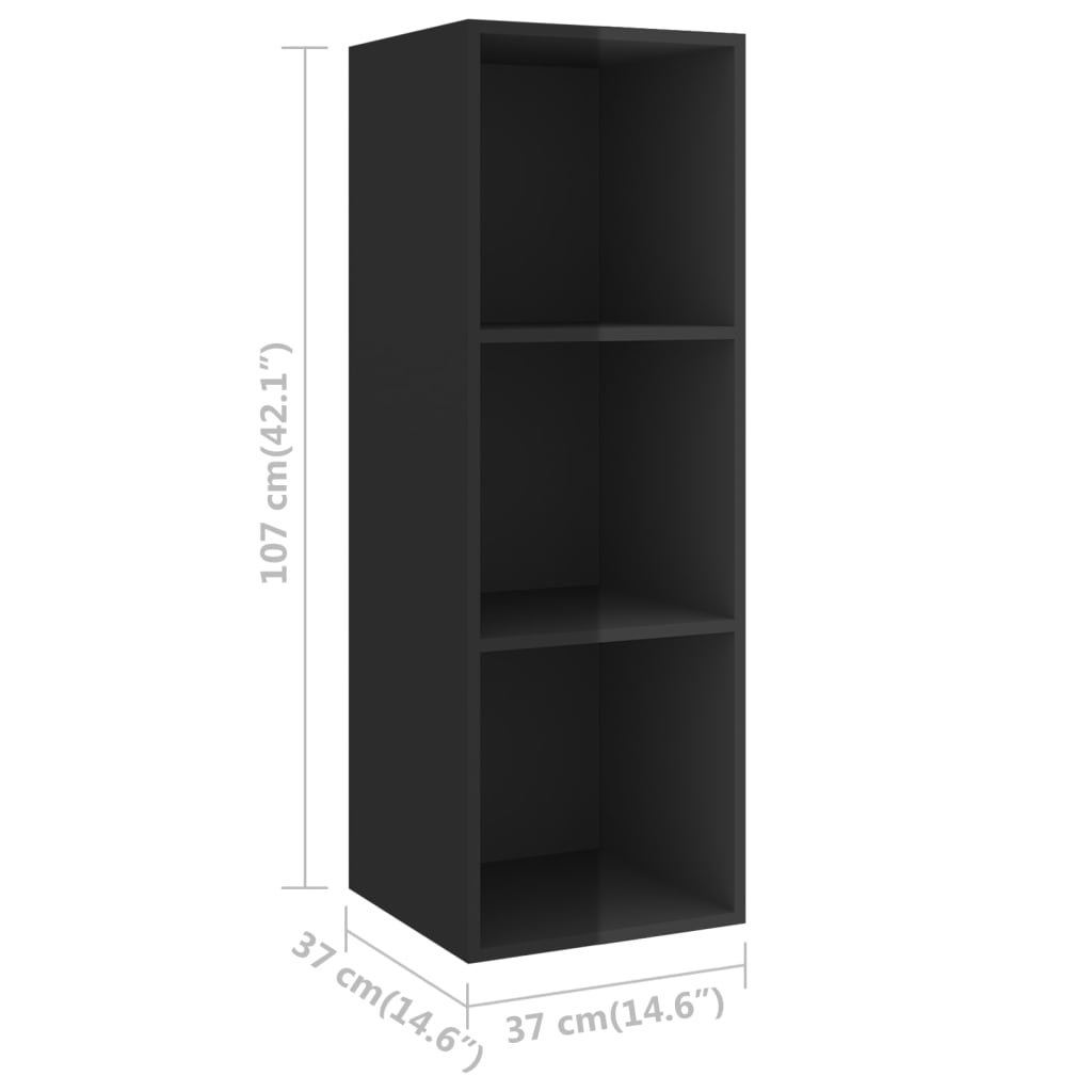 Wall-mounted TV Cabinet High Gloss Black 37x37x107 cm Engineered Wood