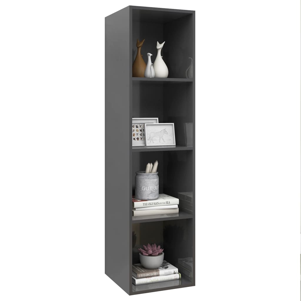 Wall-mounted TV Cabinet High Gloss Grey 37x37x142.5 cm Engineered Wood