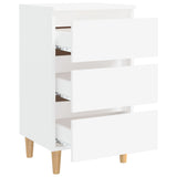 Bed Cabinet with Solid Wood Legs White 40x35x69 cm