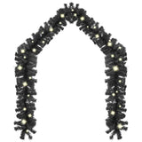 Christmas Garland with LED Lights 20 m Black