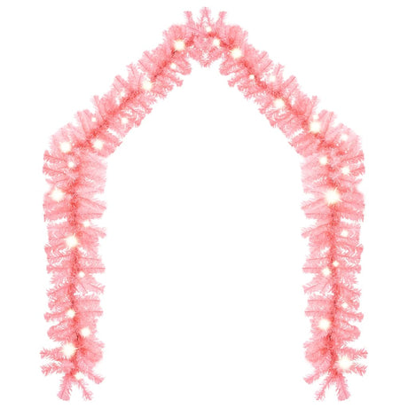 Christmas Garland with LED Lights 5 m Pink