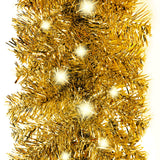 Christmas Garland with LED Lights 20 m Gold