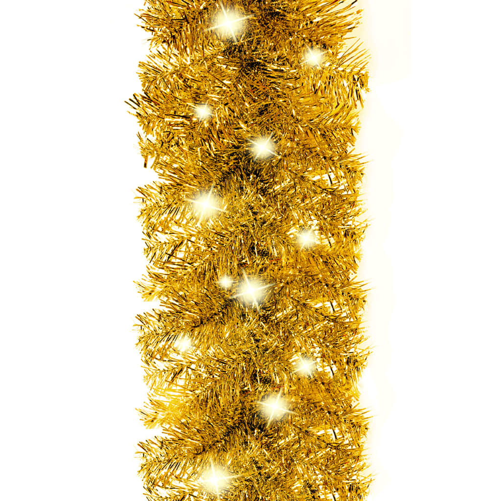 Christmas Garland with LED Lights 20 m Gold