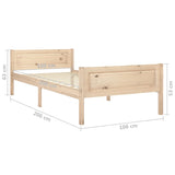 Bed Frame without Mattress Solid Pinewood 100x200 cm