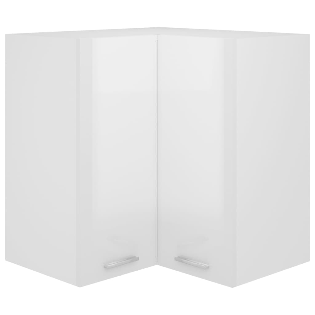 Hanging Corner Cabinet Lyon High Gloss White 57x57x60 cm Engineered Wood