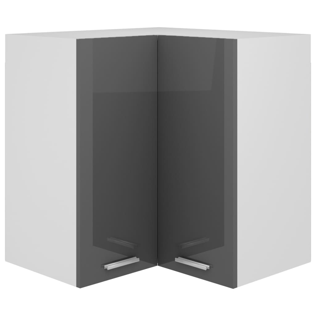 Hanging Corner Cabinet Lyon High Gloss Grey 57x57x60 cm Engineered Wood