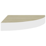 Wall Corner Shelves 2 pcs Oak and White 25x25x3.8 cm MDF