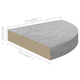 Wall Corner Shelves 2 pcs Concrete Grey 25x25x3.8 cm MDF