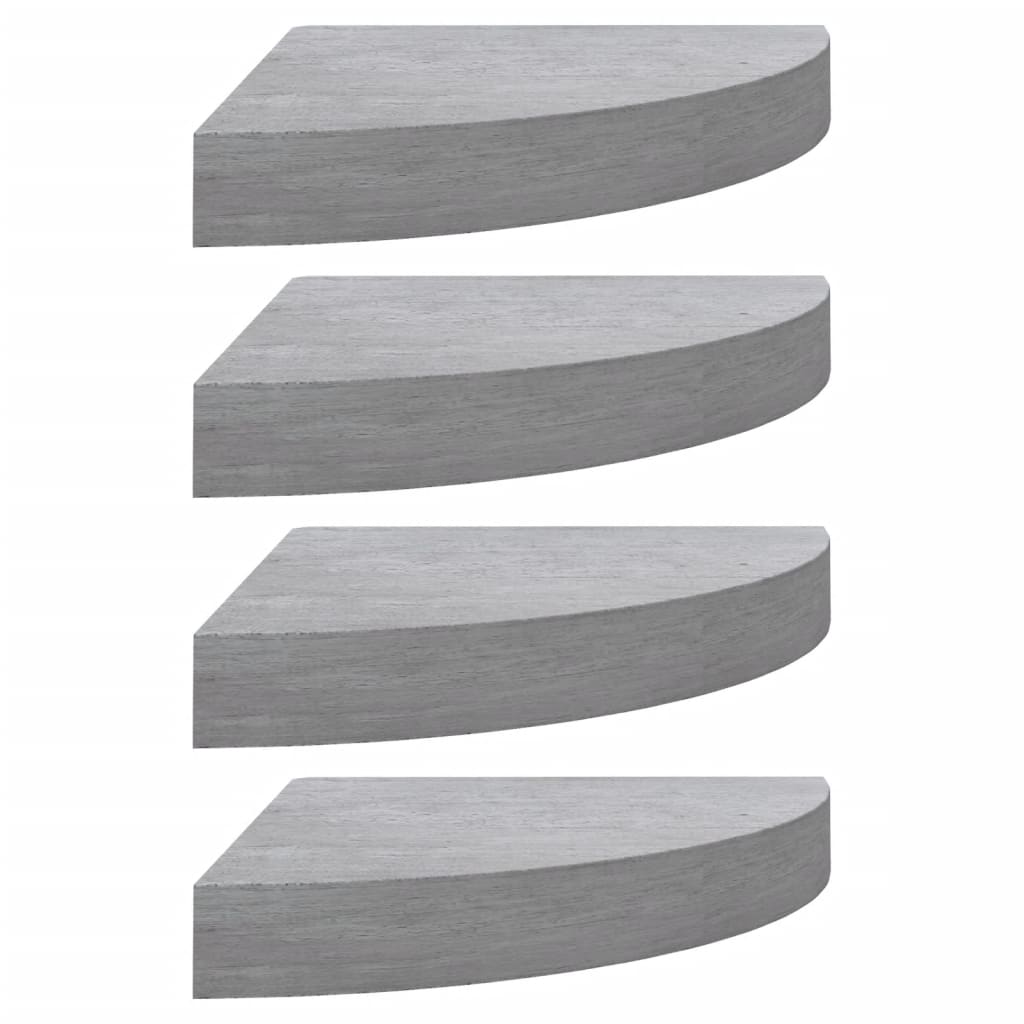 Wall Corner Shelves 4 pcs Concrete Grey 25x25x3.8 cm MDF