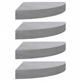 Wall Corner Shelves 4 pcs Concrete Grey 25x25x3.8 cm MDF