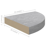 Wall Corner Shelves 4 pcs Concrete Grey 25x25x3.8 cm MDF