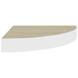 Wall Corner Shelves 2 pcs Oak and White 35x35x3.8 cm MDF