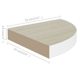 Wall Corner Shelves 4 pcs Oak and White 35x35x3.8 cm MDF