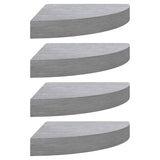 Wall Corner Shelves 4 pcs Concrete Grey 35x35x3.8 cm MDF