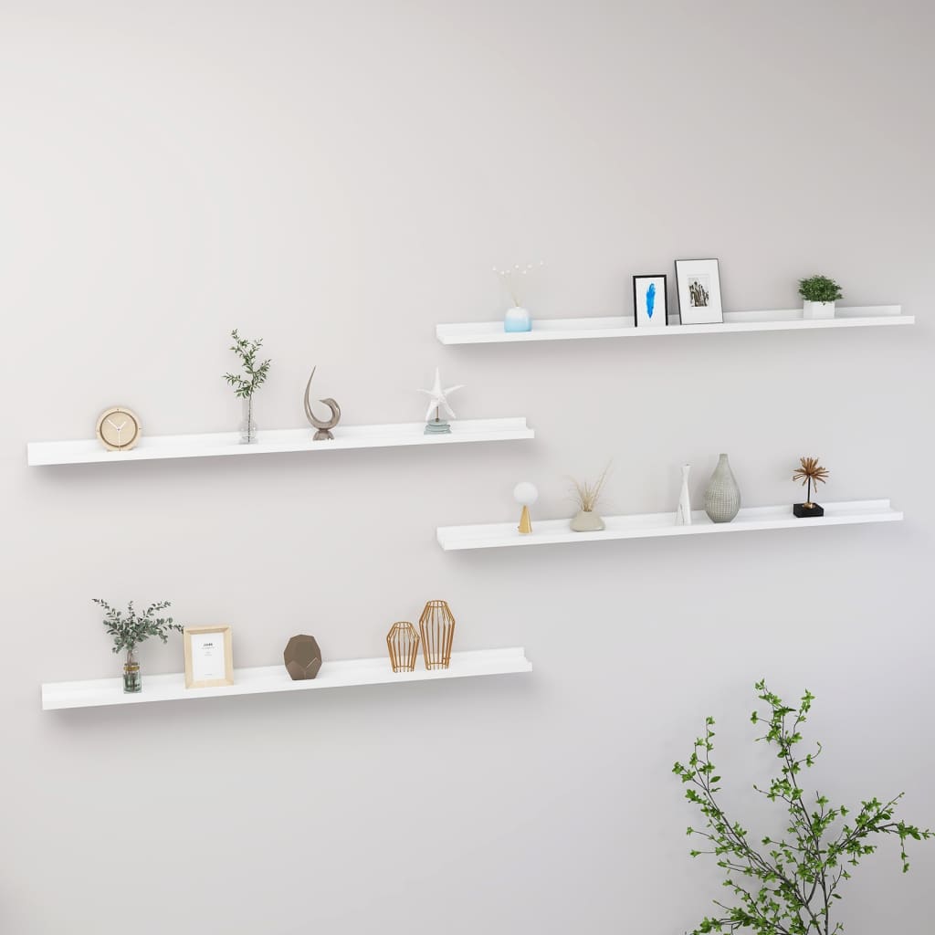 Wall Shelves 4 pcs White 115x9x3 cm