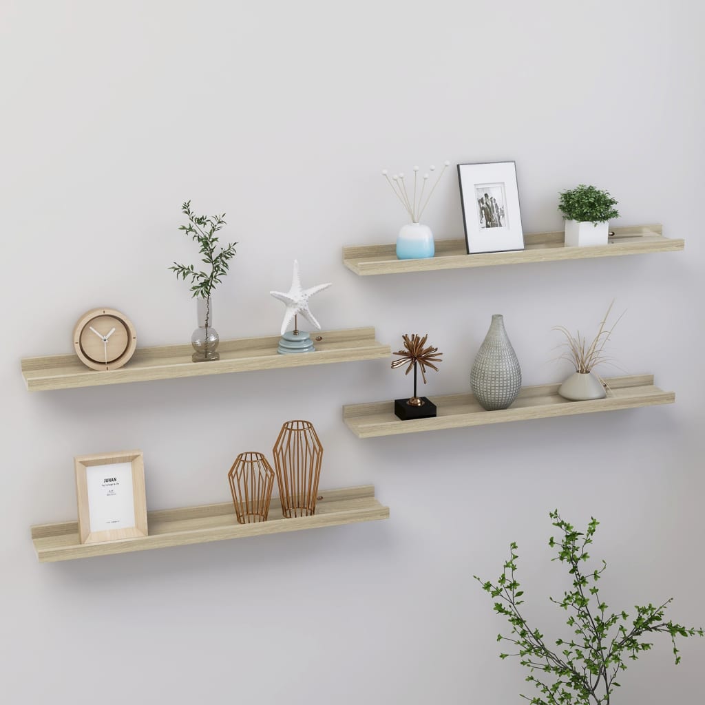 Wall Shelves 4 pcs Sonoma Oak 60x9x3 cm