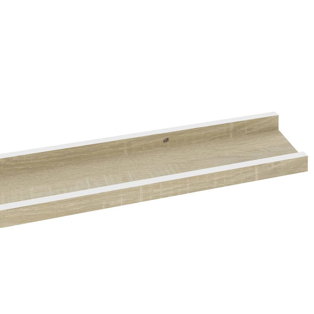 Wall Shelves 4 pcs White and Sonoma Oak 100x9x3 cm