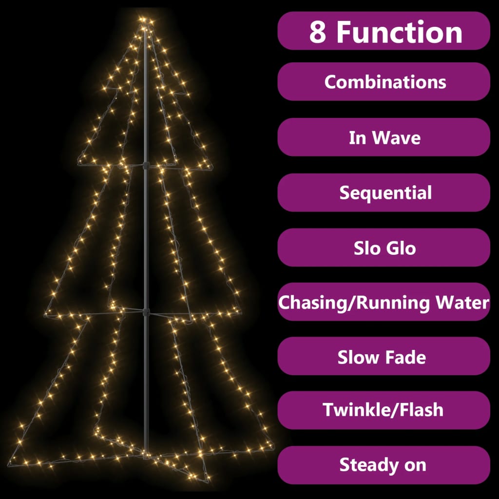 Christmas Cone Tree 240 LEDs Indoor and Outdoor 118x180 cm