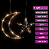 Star and Moon Fairy Lights Remote Control 345 LED Warm White