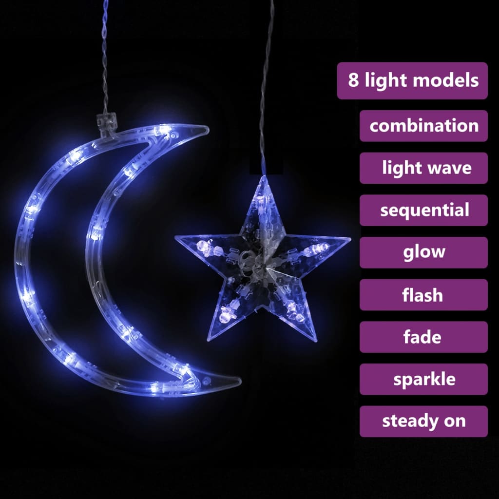 Star and Moon Fairy Lights Remote Control 345 LED Blue