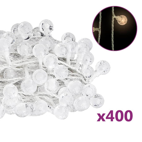 Globe Fairy String Lights 40m 400 LED Warm White 8 Function