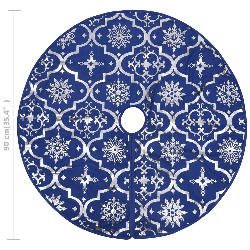 Luxury Christmas Tree Skirt with Sock Blue 90 cm Fabric