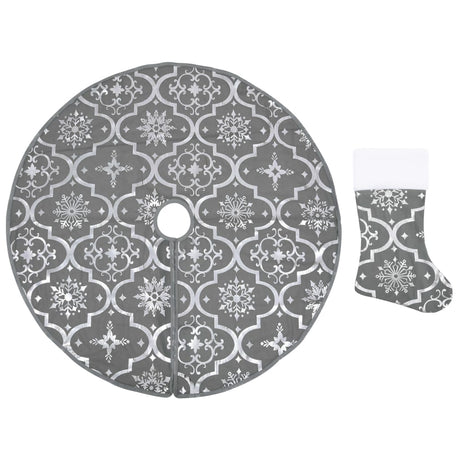 Luxury Christmas Tree Skirt with Sock Grey 122 cm Fabric