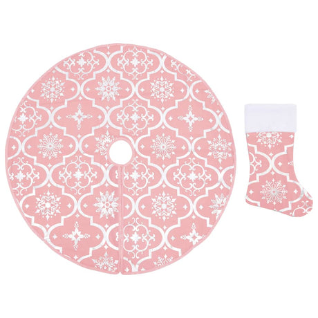 Luxury Christmas Tree Skirt with Sock Pink 150 cm Fabric