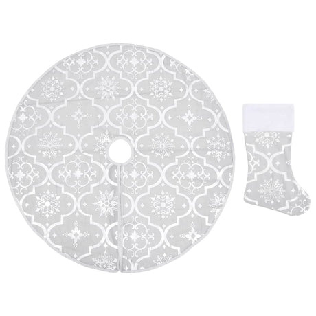 Luxury Christmas Tree Skirt with Sock White 90 cm Fabric