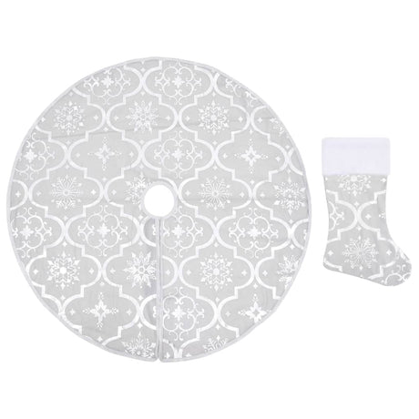 Luxury Christmas Tree Skirt with Sock White 122 cm Fabric