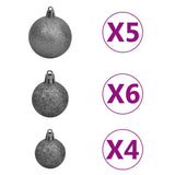 Artificial Pre-lit Christmas Tree with Ball Set White 180 cm