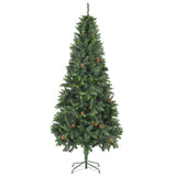 Artificial Pre-lit Christmas Tree with Ball Set&Pine Cones 210 cm